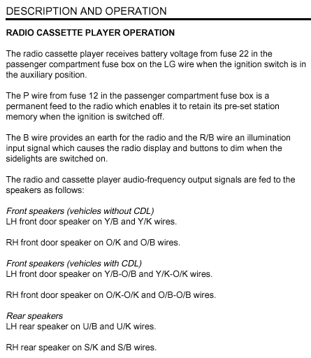 rover metro stereo information