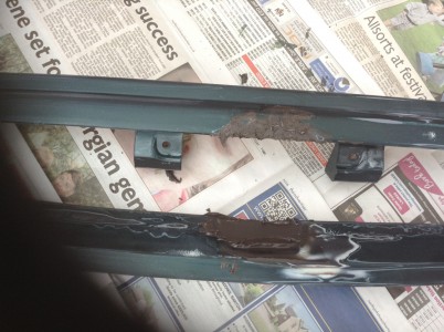 filler applied to debadged rover 100 front grille