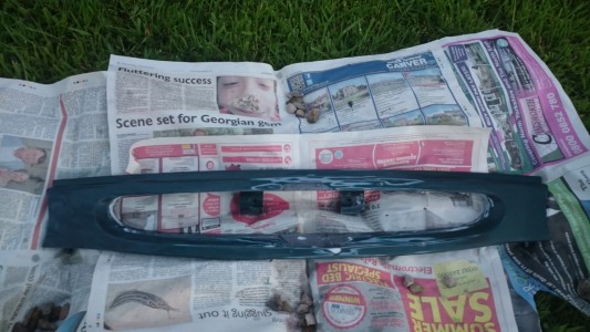 smoothed down debadged rover 100 front grille ready for painting