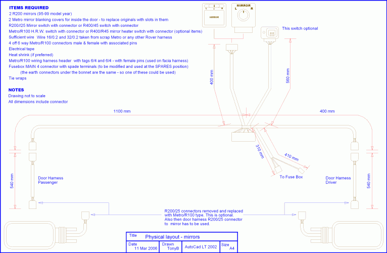 Physical layout for door harnesses