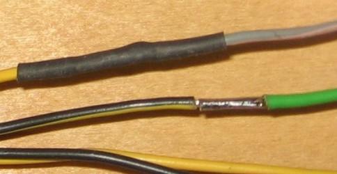 mirror switch wires tinned and heat shrink wrapped