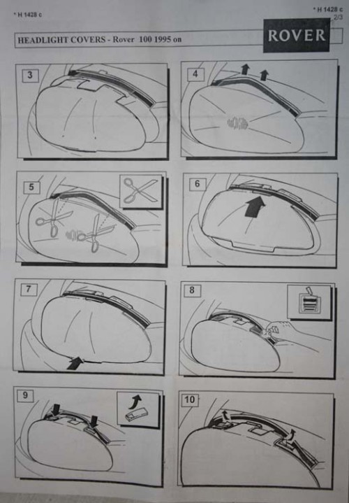rover 100 headlamp covers fitting instructions page 3