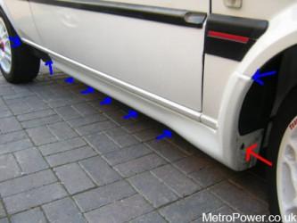 rover metro gti side skirts drilling locations