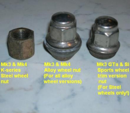 k-series rover metro and  rover100 wheel nut types